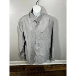American Eagle Men's Sizes L  Sleeve Gray  Snap Button Down Shirt